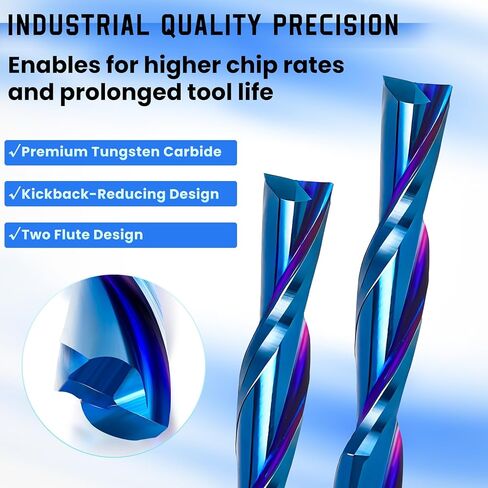 HQMaster لقمة قطع 1/8 بوصة ساق لأسفل لولبية CNC لقم التوجيه نهاية مطحنة كربيد التنجستين مجموعة 5 قطع (3.175 مم) in Kuwait