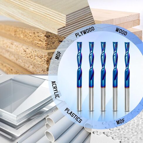 HQMaster لقمة قطع 1/8 بوصة ساق لأسفل لولبية CNC لقم التوجيه نهاية مطحنة كربيد التنجستين مجموعة 5 قطع (3.175 مم) in Kuwait