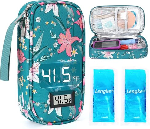 Leng Ke Insulin Cooler Travel Case with 2 Big Ice Packs for Longer Cooling Time - Portable Diabetes Travel Case for Insulin Pen and Diabetic Supply, TSA Approved Medicine Travel Cooler (Rainforest) in Kuwait