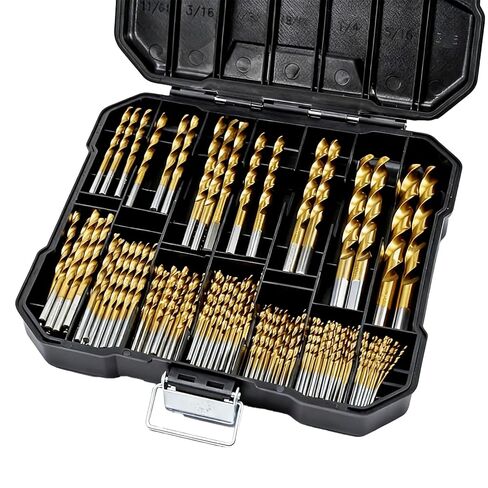 COMOWARE 100 Pcs Titanium Drill Bit Set - High Speed Steel for Steel, Wood, Plastic, Metal, Copper, Aluminum Alloy with Storage Case, 3/64"-3/8" in Saudi Arabia