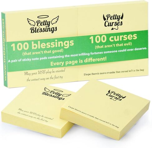 Funny Sticky Notes, Petty Blessings and Petty Curses, 100 Blessings and 100 Curses Sticky Note Pads, Hilariously Petty Fortunes in Saudi Arabia