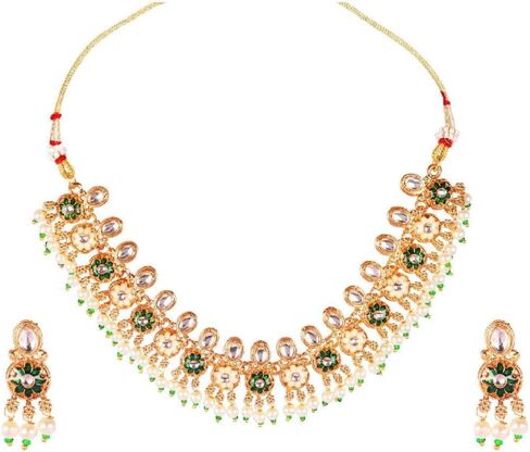 Efulgenz Mothers Day Gift Indian Jewelry Sets for Women Bollywood Jewelry Indian Bollywood Traditional Kundan Pearl Wedding Choker Necklace Earrings Jewelry Set in Saudi Arabia