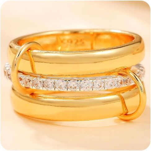 Gold Stackable Rings for Women Dainty Stackable 14K Gold Plated Cubic Zirconia Rings Non Tarnish Stackable Gold Knuckle Rings for Women Set Gifts (Size:7，8) in Kuwait