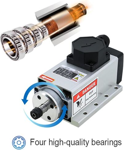 LCRHLCNC 110v Spindle Motor Kit，1.5Kw Square Air Cooled Spindle Motor 24000Rpm 400Hz ，VFD Variable Frequency Drive ，7 pcs ER11 Collets （1-7mm）for CNC Router Engraving Milling Machine (1.5KW-110V) in Saudi Arabia