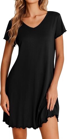 Ekouaer Lightgowns for Women Short Sleeve Sleeve Shirt v Neck Short Shirt Shirt Pullover Soft Ruffledwear S-XXXL in Saudi Arabia