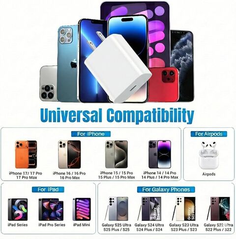 4-Pack USB C Block, for iPhone Charger Block, 20W Power Wall Type C Adapter, Fast Type C Charging Plug for iPhone 16, 16 Plus,15, 15 Pro Max,14,13,12,11, X, XR, XS Max, Galaxy S24, S23, S22, S21, S20 in Kuwait