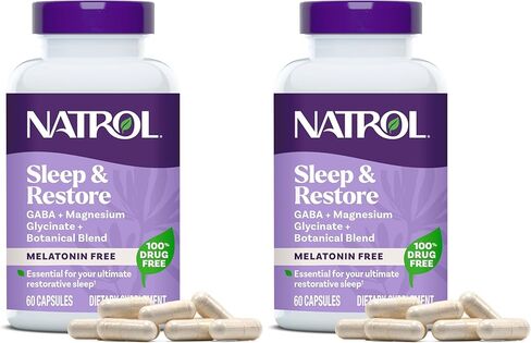 Natrol Sleep & Restore Capsules with Magnesium Glycinate 100mg, GABA, Essential for Your Ultimate Restorative Sleep, Melatonin-Free, 30 Day Supply in Saudi Arabia