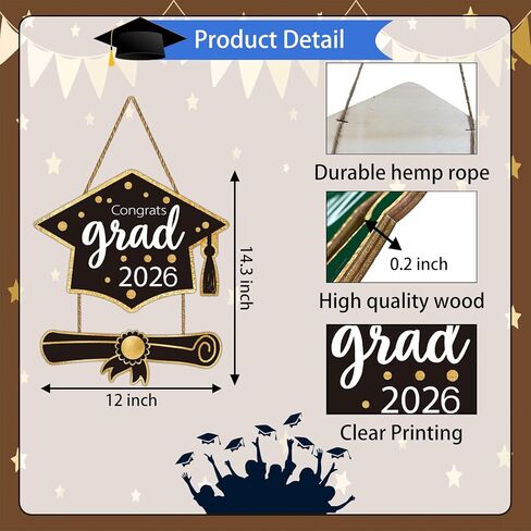 Yunkkin 2025 Decorations التخرج تهانينا لافتة الخريج 2025 علامة التخرج ديكورات الباب الزخارف الزخار in Kuwait