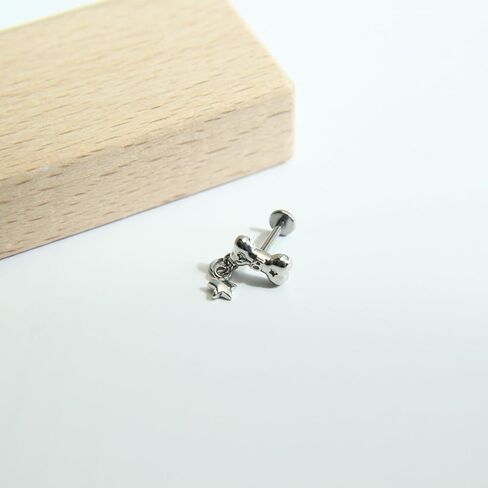 Lip Ring Piercing Floral Shape Lip Ring for Women Zircon Cute Stainless Steel Popular Style For Women Trendy (White) in Kuwait