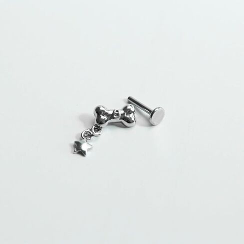 Lip Ring Piercing Floral Shape Lip Ring for Women Zircon Cute Stainless Steel Popular Style For Women Trendy (White) in Kuwait