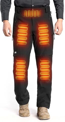 Heated Pants for Men, with 12V/20000mAh Battery, 5-Zone Heating Softshell Outdoor Trousers Hiking Pants in Kuwait