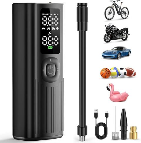 Tire Inflator Portable Air Compressor, 150PSI and Large Capacity Battery 3X Faster Inflation Cordless Car Tire Inflator Electric Auto Off Tire Pump with Digital Values Display for Car Motorcycle Ball in Saudi Arabia
