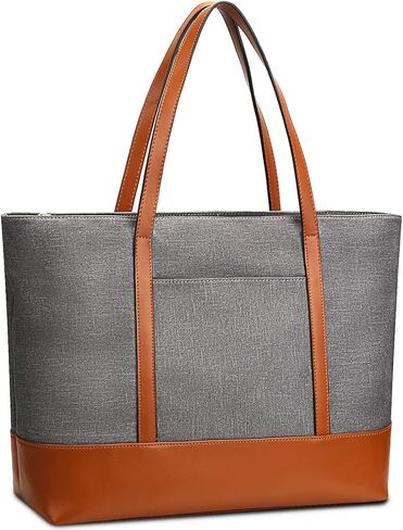 حقيبة كمبيوتر محمول من الجلد الطبيعي من YALUXE للنساء، حقيبة كتف من النايلون مقاس 15.6 بوصة، سعة كبيرة، طراز عتيق، عمل ناعم in Kuwait