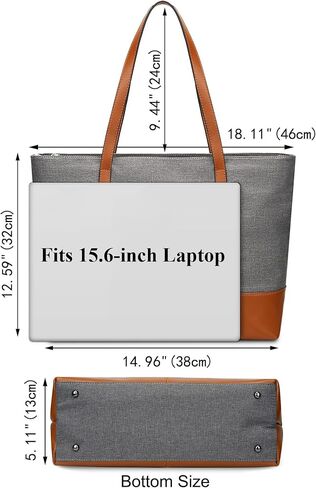 حقيبة كمبيوتر محمول من الجلد الطبيعي من YALUXE للنساء، حقيبة كتف من النايلون مقاس 15.6 بوصة، سعة كبيرة، طراز عتيق، عمل ناعم in Kuwait
