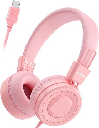 سماعات رأس USB C للأطفال مع منبه، سماعات رأس محمولة بحد صوت 85/94 ديسيبل مع مؤقت رقمي، صوت ستيريو عالي الدقة، سماعة رأس فوق الأذن مع ميكروفون للأطفال / الأطفال الصغار / المراهقين / الأولاد / البنات - أزرق in Kuwait