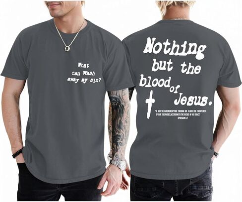 Christian Shirts for Men Religious Faith Bible Verse T Shirt Jesus God Inspirational T-Shirt Cross Graphic Tee Top in Kuwait