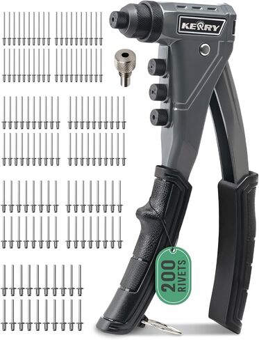 Kerry 16" Rivet Gun Nut Tool, Professional Rivet Nut Tool Kit with 11 Metric & Inch Mandrels M3 M4 M5 M6 M8 M10 M12, SAE10-24, 1/4-20, 5/16-18, 3/8-16, 110pcs Rivnuts and Blow Carry Case in Saudi Arabia