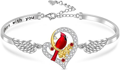 Red Cardinal Bracelet for Women Sterling Silver Cross Cardinal Jewelry Appear When Angels are Near Memorial Sympathy Bangle Mothers Day Gifts in Saudi Arabia
