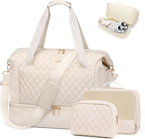 سفر القراصنة القراصنة القراصنة في أسبوع واحد حقيبة حمل للنساء مع حقيبة داكز مع مقصورة الجيب والأحذية الرطب تحمل حقائب حمل لرحلات العمل ، السفر ، الرياضة ، صالة الألعاب الرياضية ، اليوغا ، المستشفى ، 3 أجهزة كمبيوتر ، 43 لتر ، بيج ، بيج in Kuwait