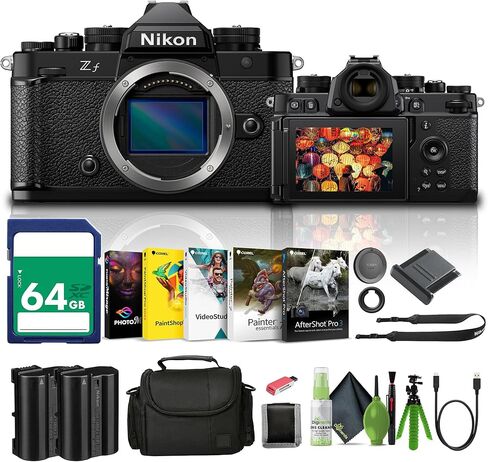 Nikon Zf with 24.5MP Sensor and 4K Video Recording Mirrorless Camera (1761) + 64GB Memory Card + Bag + EN-EL15c Battery + Card Reader + Corel Photo Software + Flex Tripod + Memory Wallet + More in Saudi Arabia