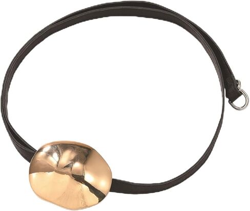 قلادة من الفضة/الذهب المطلي بالولاء المعدني قلادة لنساء الرجال ، والجنسين الهندسي السميك للجنسين مجردة قلادة القلادة البيان عبارة عن سلسلة أزياء سلسلة أزياء بارد الشرير (الذهب) in Kuwait