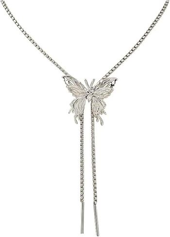 قلادة طويلة الفراشة قلادة الفراشة رقة مقاومة للماء من الفولاذ المقاوم للصدأ القابل للضبط in Kuwait