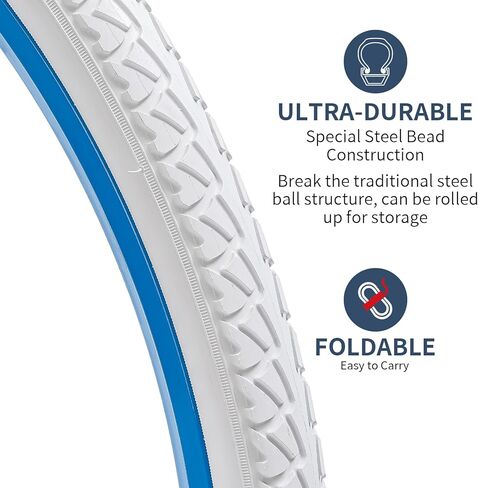 yunscm 2-pcs 26 "إطارات الدراجة على الطريق 26x1.50/36-559 و 26" أنابيب الدراجة الثقيلة صمام Schrader متوافق مع 26x1.5 26 × 1.50 26x1.50 إطارات الدراجات والأنابيب (White Y-1054) in Kuwait