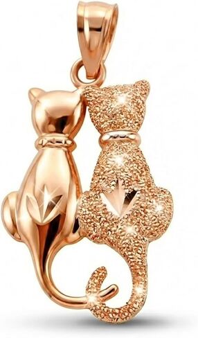 Gold Sitting Cats Charm - 10 Karat Solid Gold - Cat Jewelry in Kuwait