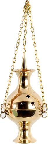 Brass Hanging Incense Burners Censer/Charcoal Incense Brass Burners, 7" High in Kuwait