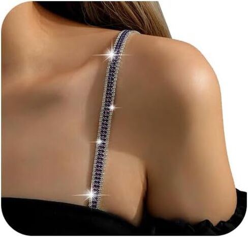 1Pair Silver Rhinestone Bra Straps,Multi-layered Rhinestones Bra Shoulder Chain,Crystal Lingerie Straps Jewelry,Wedding Bridal Rhinestone Underwear Chain for Women Dress in Kuwait
