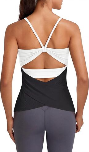 BMJL Womens Prockution Tops Yoga Athletic Tank Top Build in Bra مضلعة بلا أكمام مفتوحة ظهر قمصان صالة رياضية in Saudi Arabia