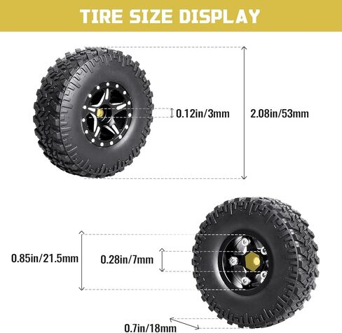 Aluminum 1.0 Beadlock Wheels and Tires for Axial SCX24 Deadbolt C10 Jeep Wrangler Bronco Gladiator 1/24 RC Crawler Car Upgrades (4-Pack) in Kuwait