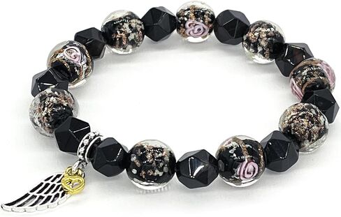 الحرف الفنية توهج في حبات اليراع الداكنة + أساور الأحجار الكريمة الطبيعية ، المصنوعة يدوياً في الولايات المتحدة الأمريكية in Kuwait