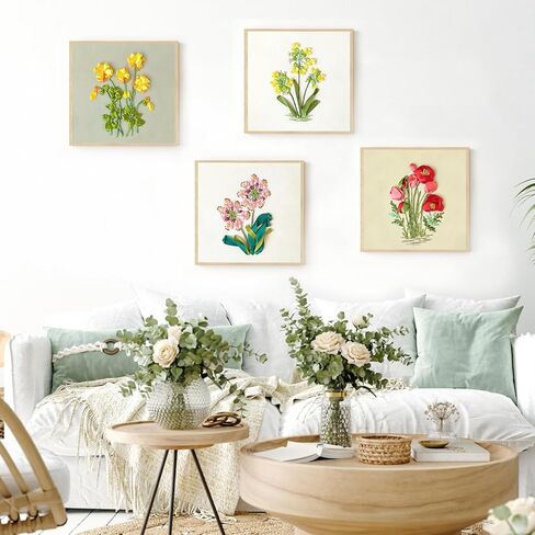 طقم تطريز زهرة الشريط من 4 مجموعات من lomohooo للمبتدئين، مجموعات بداية الغرز المتقاطعة المختومة بالإبرة، مجموعة تعلم الغرز DIY مع نمط الزهرة، والخيط، والأطواق، والأشرطة الملونة (زهرة الشريط) in Kuwait