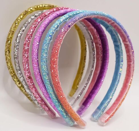6 Glitter Girls Headbands Birthday Gifts for 1 2 3 4 5 6 7 8 9 10 12 Year Old Kids, Toddler Tween Sparkle Hair Accessories, Christmas Stocking Stuffers Easter Basket Essentials Party Favors in Kuwait