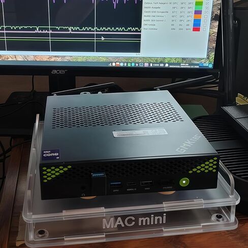 MAC Mini Mount,Mini Cooling Fan Design,Super Strong Wind Modification Chassis,Equipped with a 5.5 Inches Silent Fan for Heat Sink,USB Power Supply(Transparent) in Kuwait