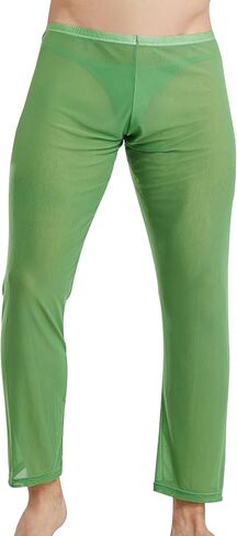 Mens Mesh See Through Pants Sexy Pajamas Bottoms Sheer Lounge Pants Summer Cool in Saudi Arabia