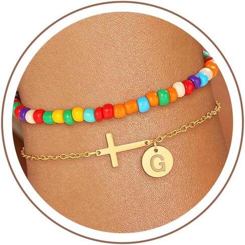 أساور أولية ملونة للنساء الفتيات - سوار متقاطع الطبقات سوار أولي أولي أساور الذهب للنساء هدايا الفتاة في سن المراهقة in Kuwait