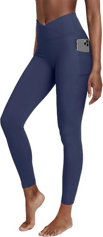 AARAY Women’s V Crossover Ribbed Yoga Leggings with Side Pockets, High Waist Workout Gym Yoga 25 inch in Kuwait