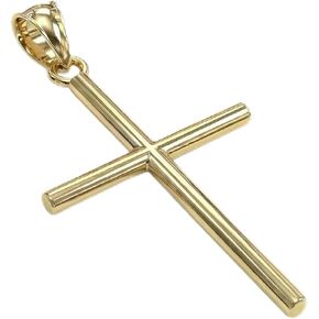 MAZZERI 14k Gold Cross Pendant, Hypoallergenic Gold Religious Charms for Men and Women, Handcrafted in the USA - Classic Tube Cross (1.25 Inches) in Kuwait