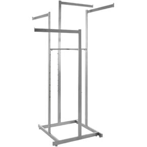 Econoco - Clothing Rack, 4-Way High-Capacity Clothing Rack, Adjustable Arms, Square Tubing, Perfect for Clothing Store Display - Satin Chrome in Kuwait