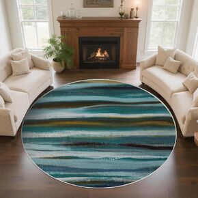 Abstract 5x7 Area Rug, Modern Throw Rugs for Living Room, Washable Soft Large Non-Slip Accent Carpet Floor Mat for Dining Room Office Bedroom - Abstract Teal/Grey in Saudi Arabia