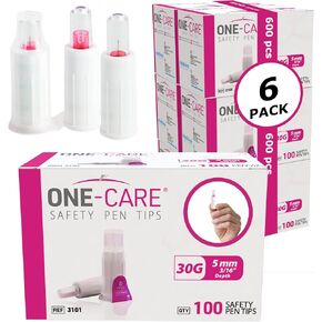 MediVena ONE-CARE Safety Pen Needles, 30G, 8mm, Box of 100, Safe Injection, Compatible with Most Pen injectors in Kuwait