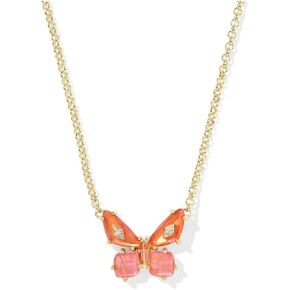 Kendra Scott Bianca Butterfly Short Pendant Necklace, 14K Gold-Plated Brass, Fashion Jewelry for Women, Pink Mix in Saudi Arabia