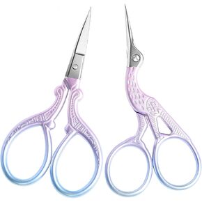 AQUEENLY Embroidery Scissors, Stainless Steel Sharp Stork Scissors for Sewing Crafting, Art Work, Threading, Needlework - DIY Tools Dressmaker Small Shears - 2 Pcs (3.6 Inches, Gold) in Kuwait