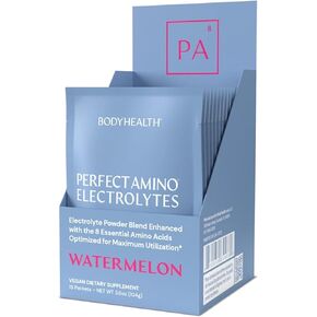BodyHealth PerfectAmino Electrolytes Powder, Hydration Powder, Sugar Free Electrolyte Drink Mix, Keto Electrolytes Powder, Non GMO, Lemon Lime (30 Servings) in Kuwait