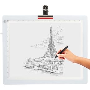 LED Tracing Light Box, Ultra-Thin Light Pad with Adjustable Brightness, Includes USB Cable, Adapter, Tracing Paper, and Clip. Portable Drawing Pad and LED Board for Sketching, Cricut Projects, Art in Kuwait