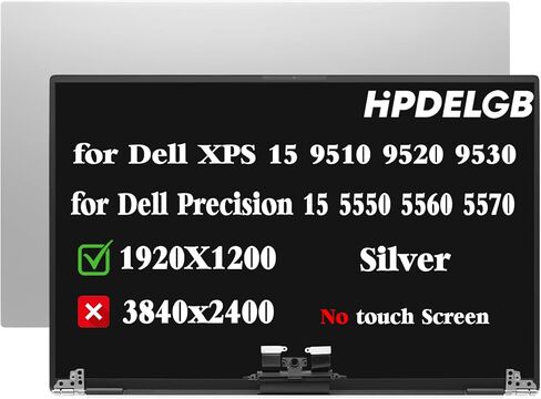 Screen Replacement for Dell XPS 9500 9510 9520 Precision 5550 5560 LCD Display Screen Assembly 1920x1200 IPS 15.6 inch Non-Touch Screen Colour Silver in Kuwait