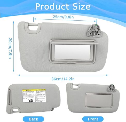 Pair of Left and Right Sun Visor with Holders for Nissan Sentra 2013 2014 2015 2016 2017 2018 2019, Windshield Sunshade Replacement Without Light Sunroof in Kuwait