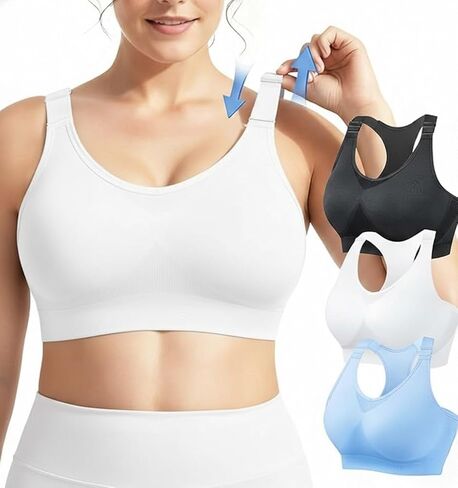 Fittin Sports Bras Pack for Women: دعم مبطن صدرية Racerback Racerback للتمرين الرياضي لليوغا تمثال نصفي كبير in Kuwait